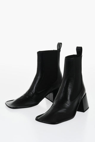 Crackle Leather Chelsea Booties 7 cm
