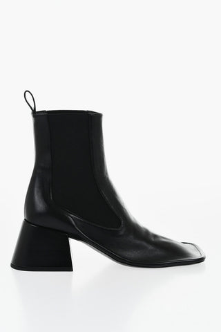 Crackle Leather Chelsea Booties 7 cm