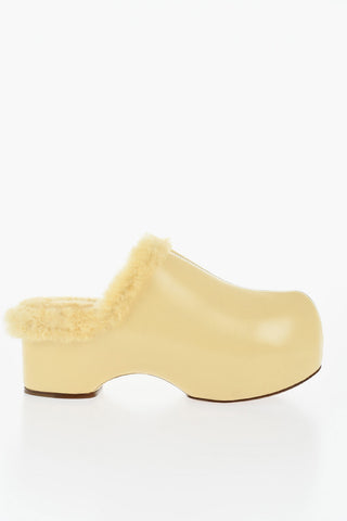 Zoccoli In Pelle Con Imbottitura Shearling 