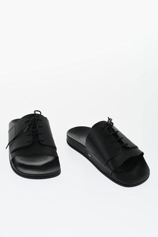 Rubber Slides With Lace-up Detail