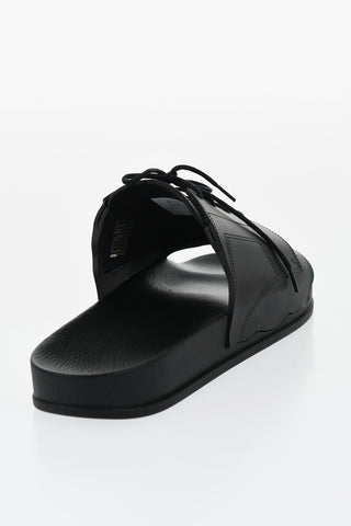 Rubber Slides With Lace-up Detail