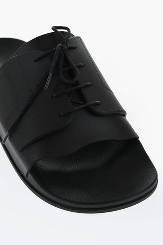 Rubber Slides With Lace-up Detail