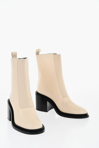 Leather Bootie With Stretchy Insert Heel 8 cm
