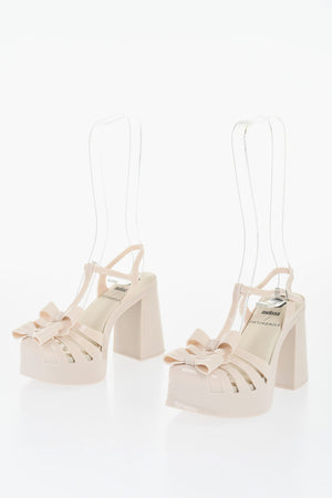 MELISSA Gummi-T-Strap-Sandalen PARTY Uni mit Schleifen Absatz 12 cm