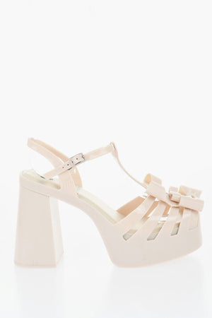MELISSA Gummi-T-Strap-Sandalen PARTY Uni mit Schleifen Absatz 12 cm