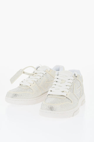 Suede OUT OF OFFICE Low Top Sneakers with Rhinestone Embellishment