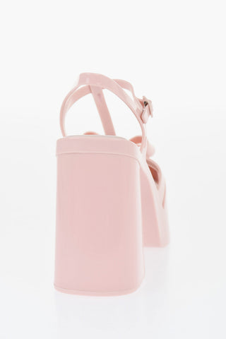 MELISSA Rubber T-Strap Sandals PARTY Solid-Color With Bows 12cm Heel