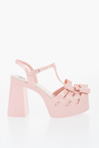 MELISSA Rubber T-Strap Sandals PARTY Solid-Color With Bows 12cm Heel