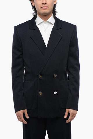 Blazer Doppiopetto in Tessuto Monogram con Bottoni Logati