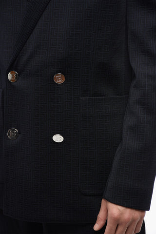 Blazer Doppiopetto in Tessuto Monogram con Bottoni Logati