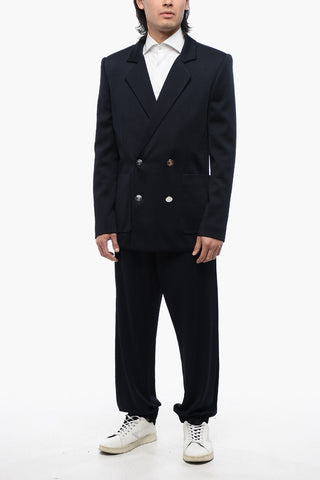 Blazer Doppiopetto in Tessuto Monogram con Bottoni Logati