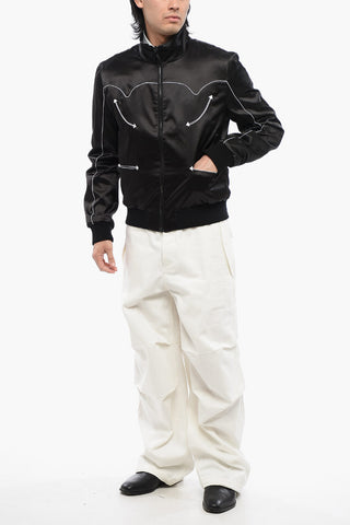Felpa Track in Satin con Ricami