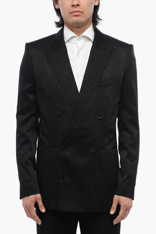 Double-breasted Jacquard Blazer with Snake Motif