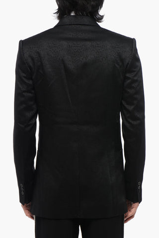 Double-breasted Jacquard Blazer with Snake Motif