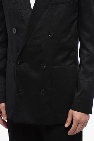 Double-breasted Jacquard Blazer with Snake Motif