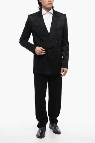 Double-breasted Jacquard Blazer with Snake Motif