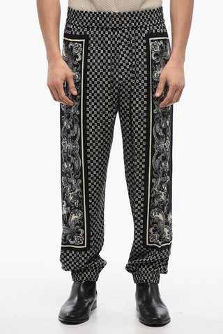 Monogram Viscose Pants with Cuffs