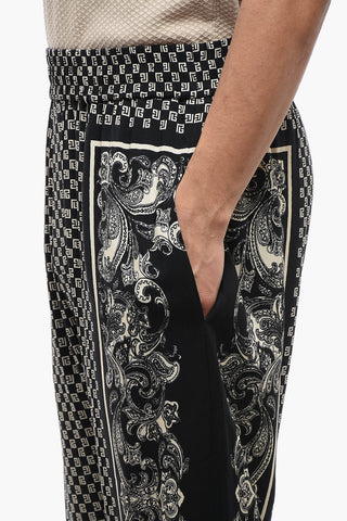 Monogram Viscose Pants with Cuffs