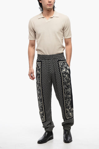Monogram Viscose Pants with Cuffs