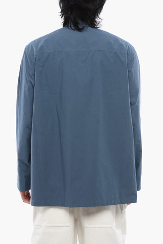 Bowling Collar Cotton Shirt with Utility Pockets