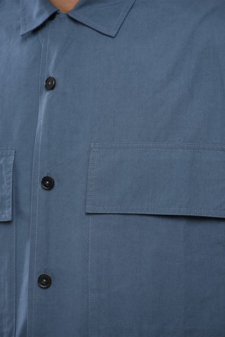 Bowling Collar Cotton Shirt with Utility Pockets