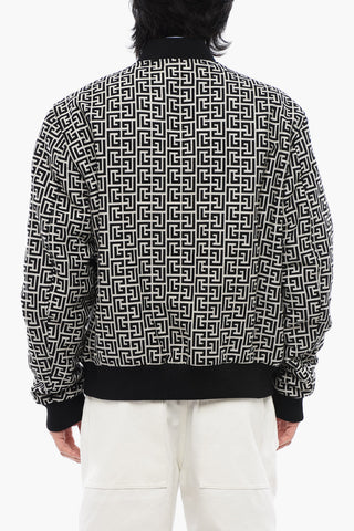Monogram Patterned Reversible Bomber Jacket with Front Zip