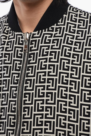 Monogram Patterned Reversible Bomber Jacket with Front Zip