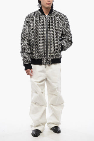 Monogram Patterned Reversible Bomber Jacket with Front Zip