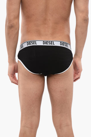 Set of 2 Stretch Cotton Briefs with Logoed Elastic Band