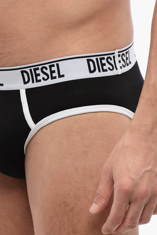 Set of 2 Stretch Cotton Briefs with Logoed Elastic Band