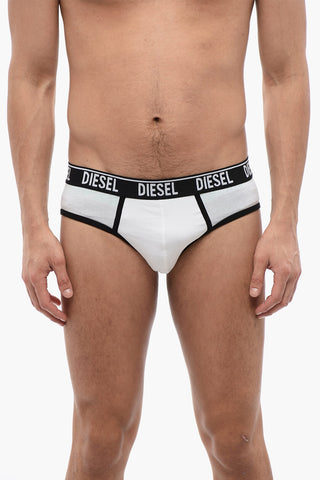 Set of 2 Stretch Cotton Briefs with Logoed Elastic Band