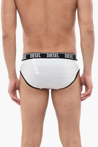 Set of 2 Stretch Cotton Briefs with Logoed Elastic Band