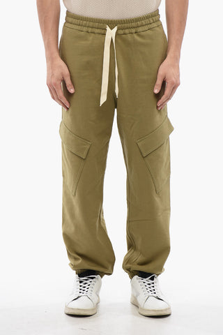 Joggers Cargo in Cotone Garzato con Elastico alla Caviglia
