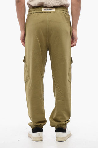Joggers Cargo in Cotone Garzato con Elastico alla Caviglia