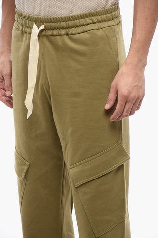 Joggers Cargo in Cotone Garzato con Elastico alla Caviglia
