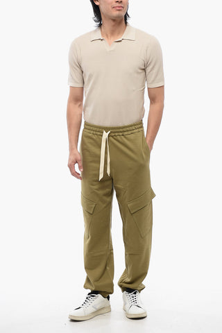 Joggers Cargo in Cotone Garzato con Elastico alla Caviglia
