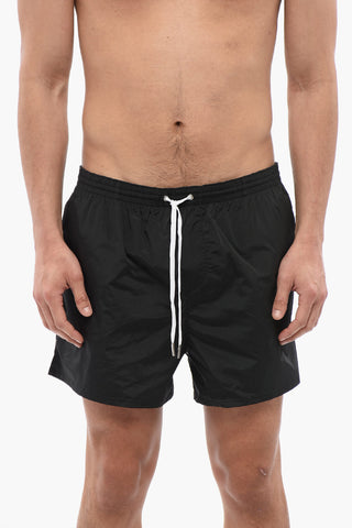 ICON Solid Color Swim Shorts with Contrasting Logo