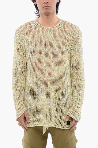Crew Neck Openwork Cotton Sweater