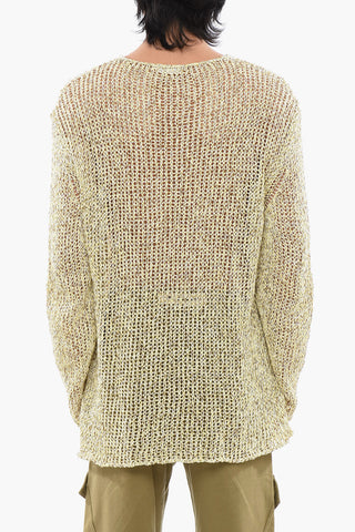 Crew Neck Openwork Cotton Sweater
