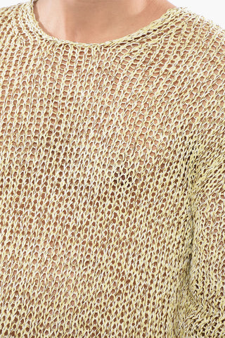 Crew Neck Openwork Cotton Sweater