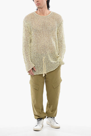 Crew Neck Openwork Cotton Sweater