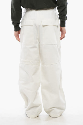 Pantaloni Baggy Fit in Cotone Twill con Elastico in Vita
