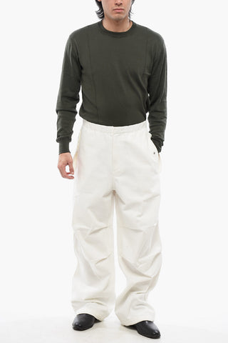 Pantaloni Baggy Fit in Cotone Twill con Elastico in Vita