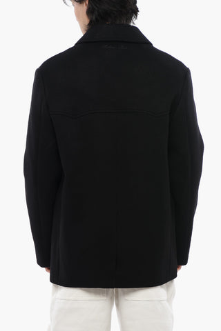 Double-breasted Wool and Cashmere Coat with Covered Buttons