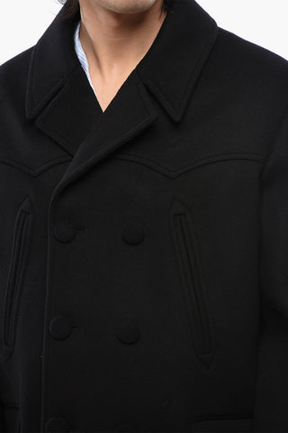 Double-breasted Wool and Cashmere Coat with Covered Buttons