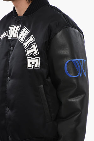 Bomber BASEBALL LEA mit Lederärmeln und Logo-Patch