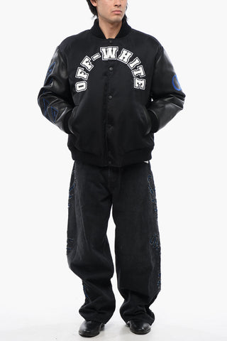 Bomber BASEBALL LEA mit Lederärmeln und Logo-Patch
