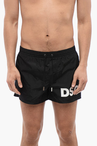 Nylon Swim Shorts with Printed Logo
