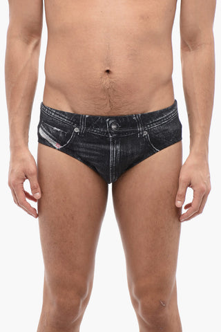 Costume da Bagno Slip BMBR-ALFIE SW in Tessuto Stretch Effetto Denim