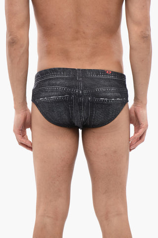 Costume da Bagno Slip BMBR-ALFIE SW in Tessuto Stretch Effetto Denim